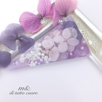 スミレ色❁紫陽花とホワイトソルガムのヘアクリップ/バレッタ/ポニーフック(レジン)(Sサイズ)