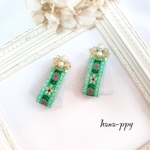gemstone bijou tyrolean tape ribbon ピアスorイヤリングor樹脂ピアス