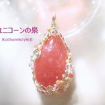 インカローズペンダント（ワイヤージュエリー☆ワイヤーアクセサリー☆ワイヤーラッピング天然石ネックレス）