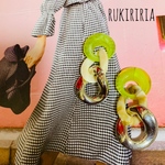 RUKIRIRIA #248 春色 チェーンピアス  大ぶりピアス 大ぶりイヤリング 