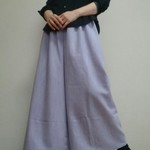 紫陽花色の優しいとろみワイドパンツウエストゴム