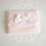 かわいい花柄レースとリボンのポケットティッシュケース（ピンク）