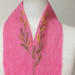 花刺繍  麻半襟
