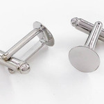 送料無料　カフスボタン　パーツ　10個　平台座　10mm　台座付き　カフリンクス　パーツ　セッティング　台座　アクセサリー　金具　ピン　パーツ　AP1155