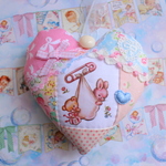 hana*ハンドメイド★レトロアニマル♪ハートオーナメントとマグネットのセット☆ベビーアニマルハローベイビー