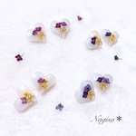 ♡アリッサムの花束ピアス.ノンホールピアス♡ホワイト