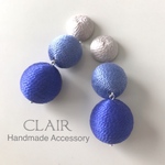 【新色】春夏ファッションに◎ ブルー系 ボンボンピアス イヤリング