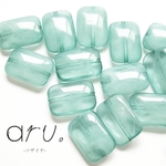[B1904-1]【20個】 アクリルビーズ 長方形 粒ガム型 マーブルカラー グリーン 