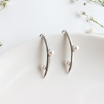 stylish swarovski pearl × silverフックピアス