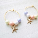 パステルマリンフープピアス（マットパール）