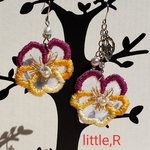 オーガンジー刺繍   ビオラ   ピアス   イヤリング  赤紫