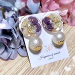 ❤️一点物❤️ピアス/イヤリング 押し花💠ビオラ💠アクセサリー💖
