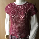 パイナップル編みのフレンチ袖プルオーバー