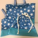 送料無料！入園、入学準備!!お稽古バック、上履き入れ、体操着袋の三点セット(星柄)