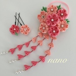 つまみ細工、桜かんざし華やか