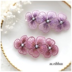 パール付き♡お花の刺繍バレッタ