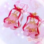 Berrypink♡美緒様オーダー♡ラッキーベアのリボンピアス♡