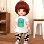 オビツ11用 Tシャツ(白×プリント)