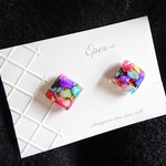 【再販】選べる封入素材♥️ カラフルシェル スクエア ピアス イヤリング