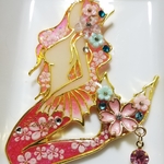 桜香るMermaidのキーホルダー・ハンドメイド・レジン・チャーム・桜の花・人魚姫
