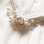 ♡×200【再販】小枝  ヘアコーム ヘッドドレス パール 入学式 卒業式 入園式 卒園式 結婚式 お呼ばれ ゴールド 髪飾り ヘアアクセサリー