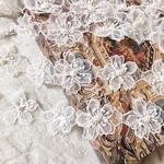 ＊再入荷＊50cm単位 パール付き 立体 フラワー 花 オーガンジー 刺繍レースブレード 白 BK190408