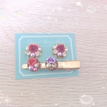 送料無料ヘアクリップ&ピアス/イヤリング[ローズガーデン](ラッピングつき)