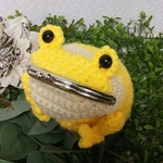 毛糸のカエル がま口小物入れ レモンイエロー