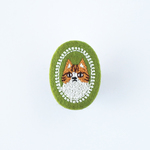 茶白トラネコ刺繍ブローチ