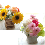 ★ソープフラワー ★〔春:さくら&薔薇/菜の花〕or〔夏:ひまわり&薔薇〕/御祝/出産祝/ホワイトデー/母の日/誕生日

