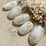 MOROSY144☆押し花 春 ブライダル 白 ナチュラル ネイルチップ 純白