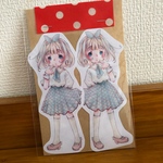 女の子のイラストシール2枚セット＊withUオリジナル