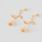 シンプルな一輪の薔薇ピアス・イヤリング【3color】