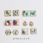 レジン 小さいさんかくピアス/クリア/ドライフラワー/ビーズ