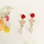 赤薔薇のシャンデリア ピアス/イヤリング