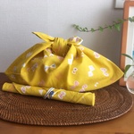 お弁当生活♪あずま袋＆お箸入れ♪イエロー×蝶々