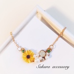 【再販30】ひまわり×ビジュー ネックレス
