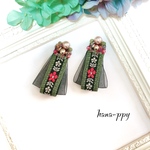 gemstone bijou tyrolean tape ribbon ピアスorイヤリングor樹脂ピアス