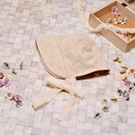 4月特別価格🌼リネン×ダブルガーゼ＊つば付きボンネット＊コットンリネン