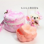 丸い桜のポーチ◆桜を持ったマルチーズちゃん（桜のケース付）