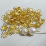 【240個】10mm ビーズキャップ 花座 ゴールド