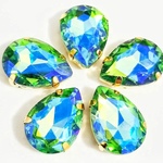 ペリドットオーロラしずく型A級ガラスストーン♡10ミリ