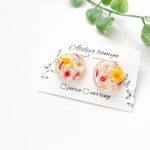 イエロー&ピンクフラワーレジン ピアス/イヤリング