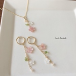 春の桜のネックレス&フープイヤリング 