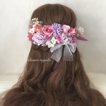 【kanamimi様 専用出品】pink purple white tulle ribbonヘッドドレス