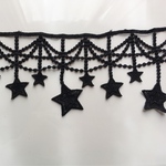 新作★スター　星の刺繍レース★50㎝★黒★