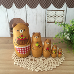 素朴なくまさんマトリョーシカ♫リンゴ大好き🍎そぼっくま