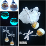 1組限定/夜光/トンボ/琥珀❪健康&富&金運❫/ｶﾞﾗｽﾄﾞｰﾑ/ﾋﾟｱｽ0rｲﾔﾘﾝｸﾞ
