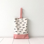  SALE1560円→1280円 28×20.5＊Ribbon×coral pink✳︎シューズバッグ✳︎上履き入れ