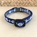 手縫いの猫用首輪●31（再販）リボン／紺・白